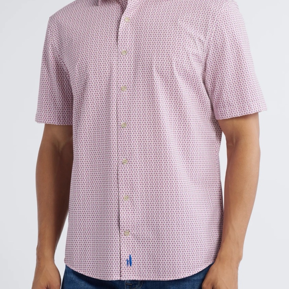 NWT Johnnie-O Caspian Hangin' Out Abstract Short Sleeve Button Shirt L - Picture 2 of 11